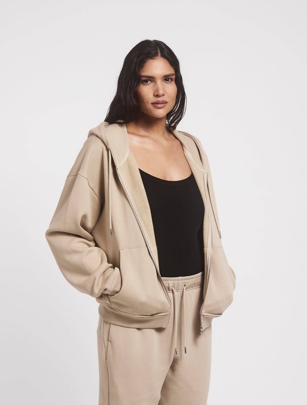ninety percent Classic Zip Hoodie in Taupe