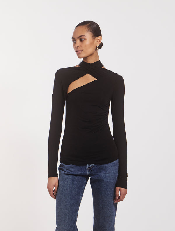 Ninety Percent Coral Wrap Top In Black