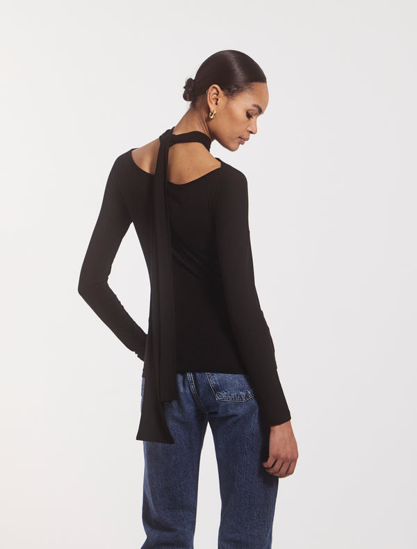 Ninety Percent Coral Wrap Top In Black