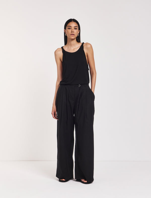 ninety percent Evie Wide Leg Trouser in Black