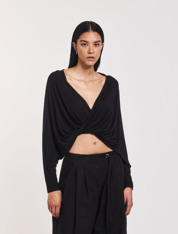 ninety percent Harper Twist Front Top in Black