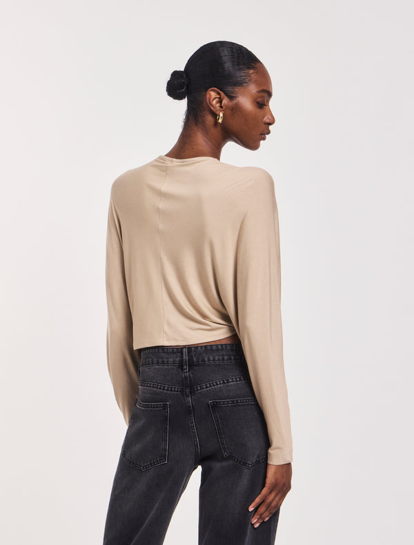 Ninety Percent Harper Twist Front Top In Taupe