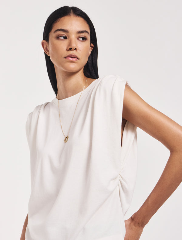 Ninety Percent Kaia Pleated Tank Top In Off White