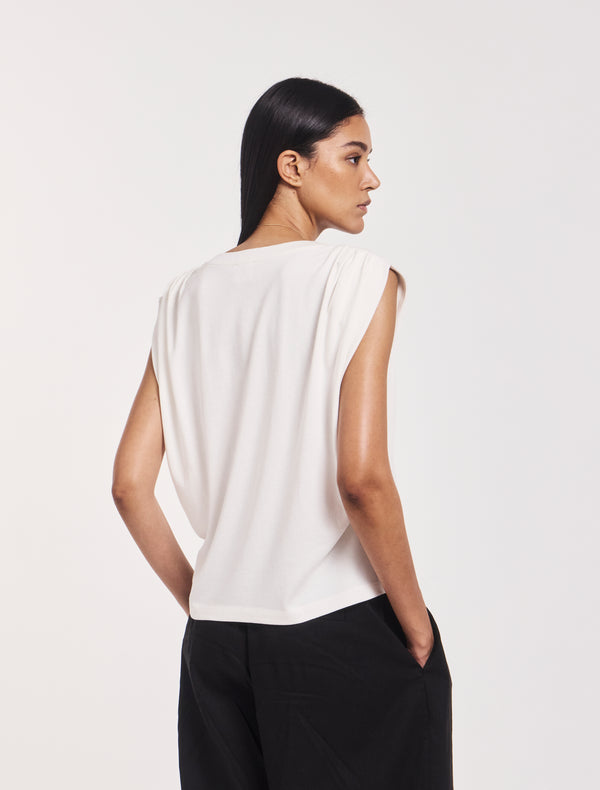 Ninety Percent Kaia Pleated Tank Top In Off White