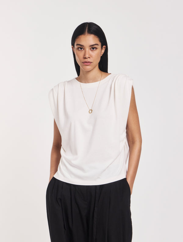 ninety percent Kaia Pleated Tank Top In Off White