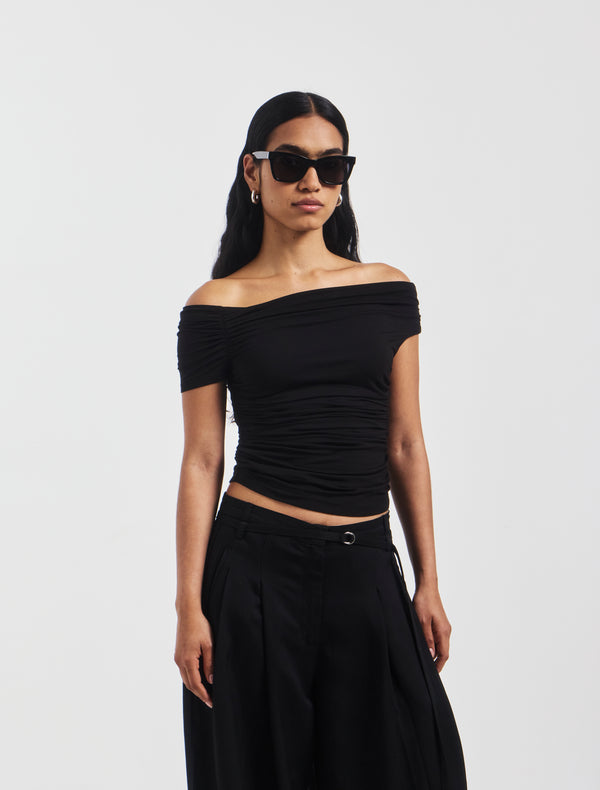 ninety percent Katie Ruched Top in Black