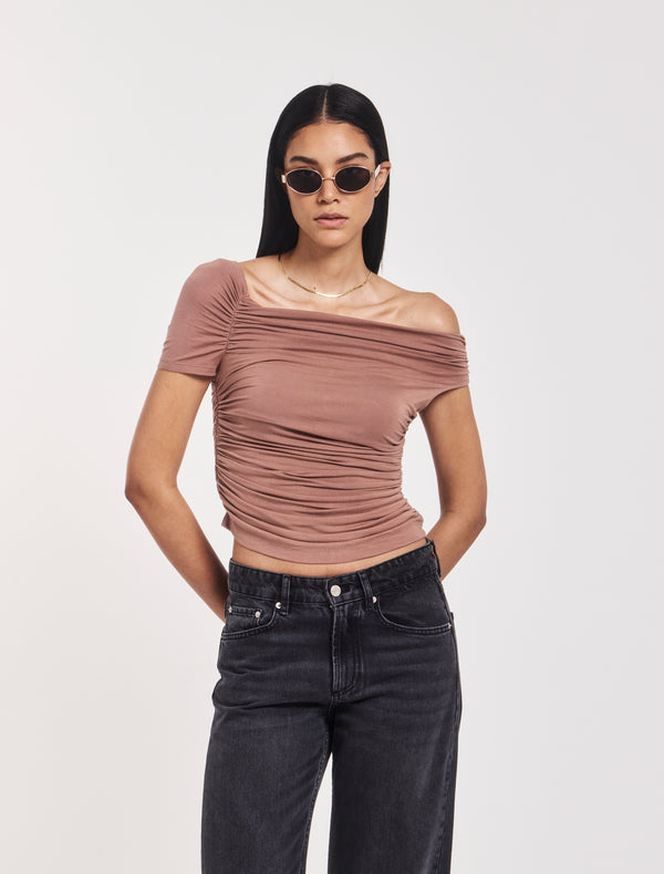 ninety percent Katie Ruched Top In Sandalwood
