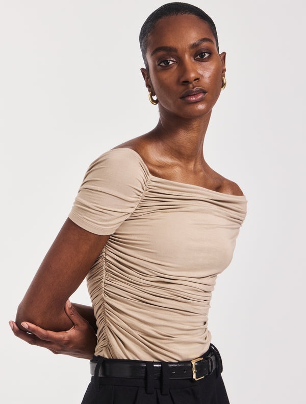 ninety percent Katie Ruched Top In Taupe