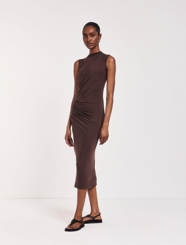 Ninety Percent Lana Draped Midi Dress In Bracken