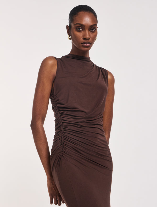Ninety Percent Lana Draped Midi Dress In Bracken