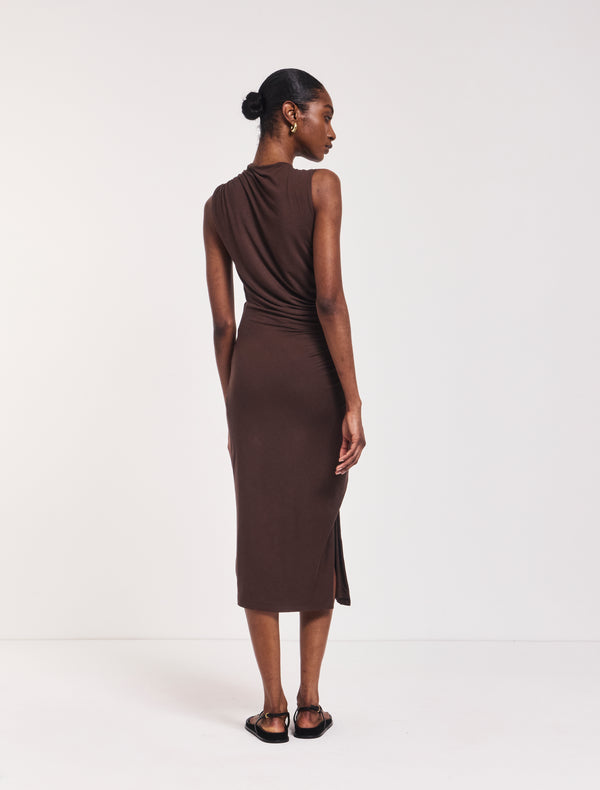 Ninety Percent Lana Draped Midi Dress In Bracken