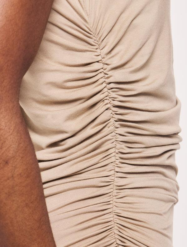 Ninety Percent Lana Draped Midi Dress In Taupe