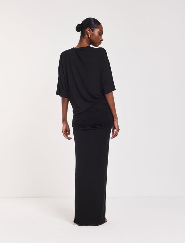 Ninety Percent Leah Ruched Maxi Skirt In Black