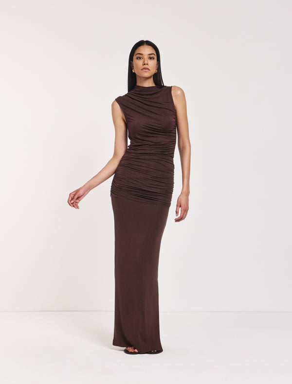Ninety Percent Leah Ruched Maxi Skirt In Bracken