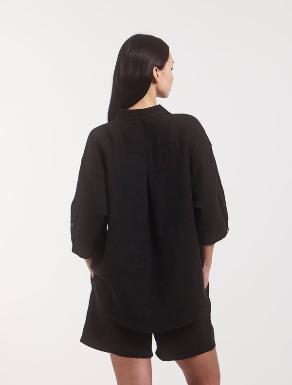 Ninety Percent Lindsay Linen Shirt In Black