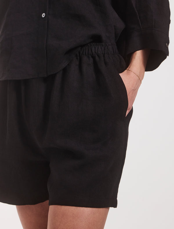 Ninety Percent Louella Linen Shorts In Black