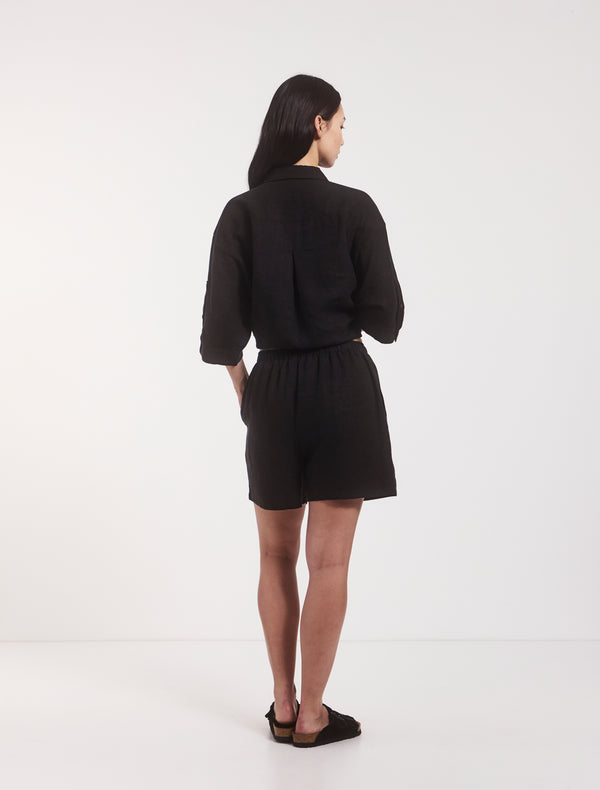 Ninety Percent Louella Linen Shorts In Black
