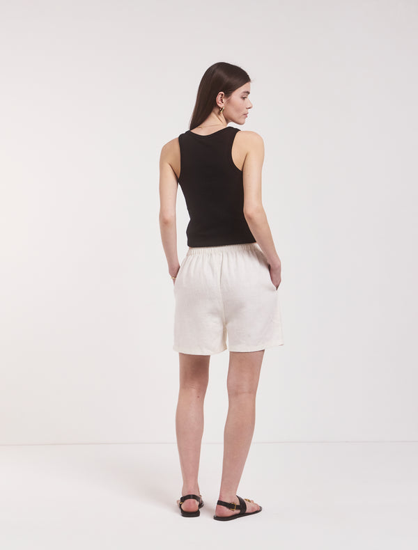 Ninety Percent Louella Linen Shorts In Off White
