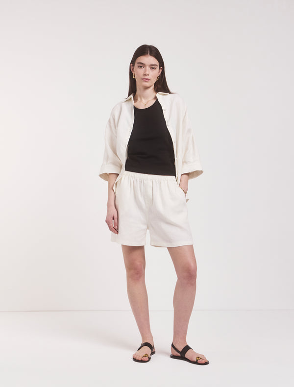 ninety percent Louella Linen Shorts In Off White