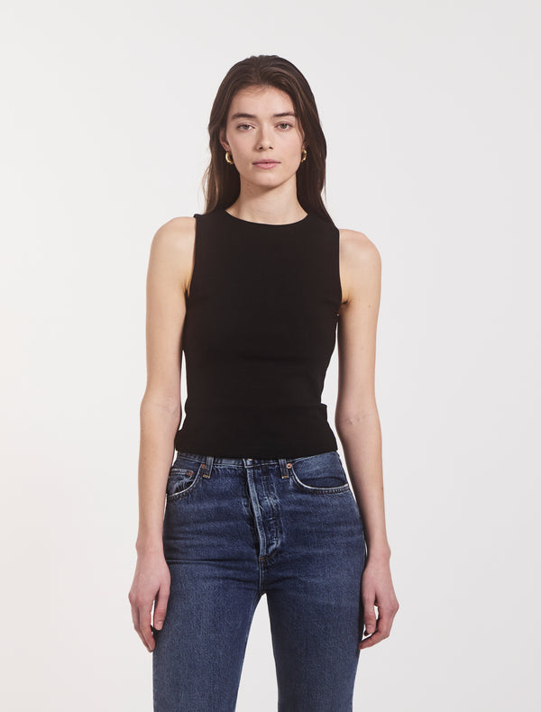 ninety percent Maya Cropped Tank in Black