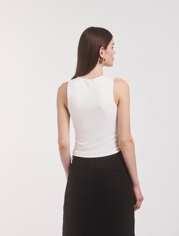 Ninety Percent Maya Cropped Tank In Chalk White