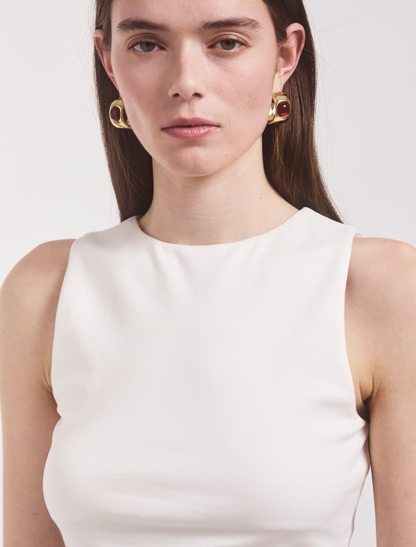 Ninety Percent Maya Cropped Tank In Chalk White