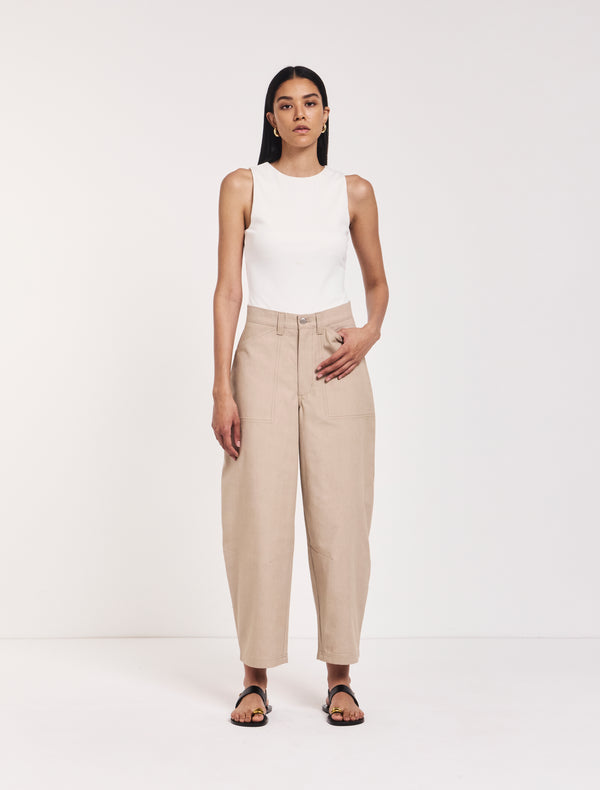 Ninety Percent Mila Barrel Leg Cargo In Taupe