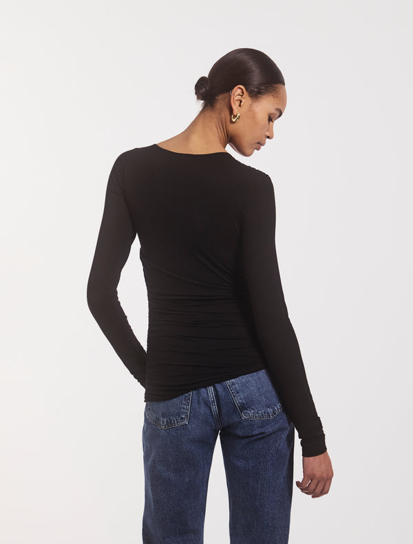 Ninety Percent Mona Long Sleeve Top In Black