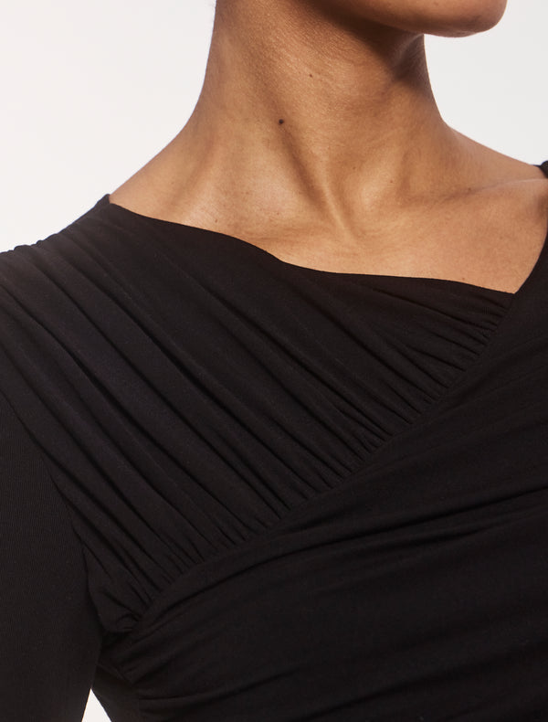 Ninety Percent Mona Long Sleeve Top In Black