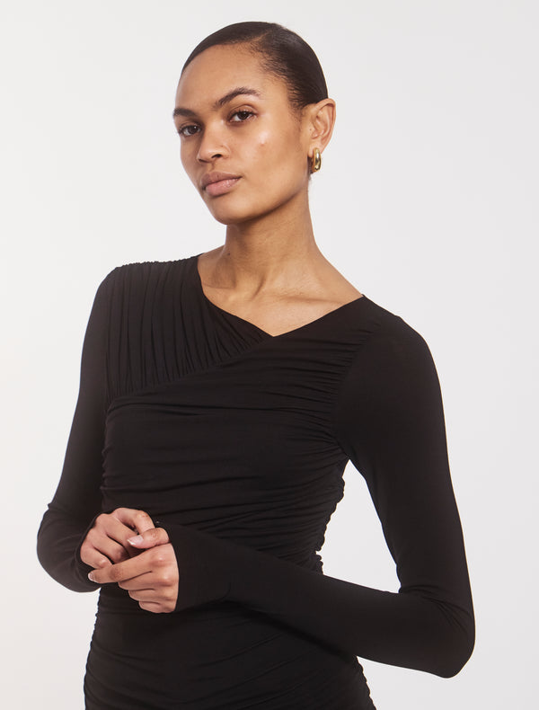 ninety percent Mona Long Sleeve Top in Black