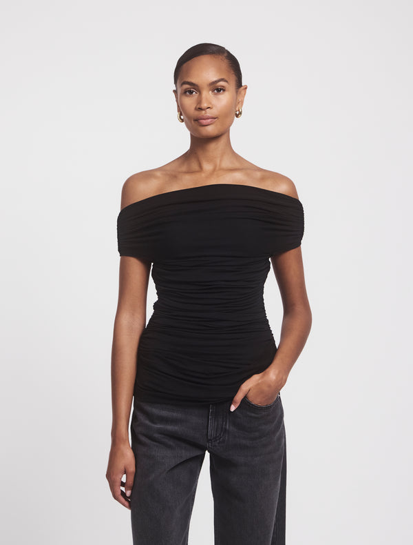 Ninety Percent Noho Micromodal Ruched Top In Black
