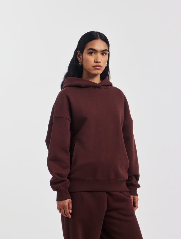 Ninety Percent Oversized Hoodie In Bordeaux