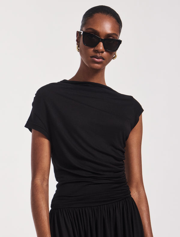 Ninety Percent Priam Draped Dress In Black