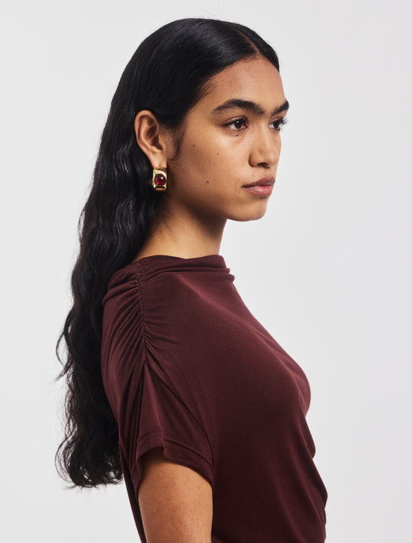 Ninety Percent Priam Draped Dress In Bordeaux