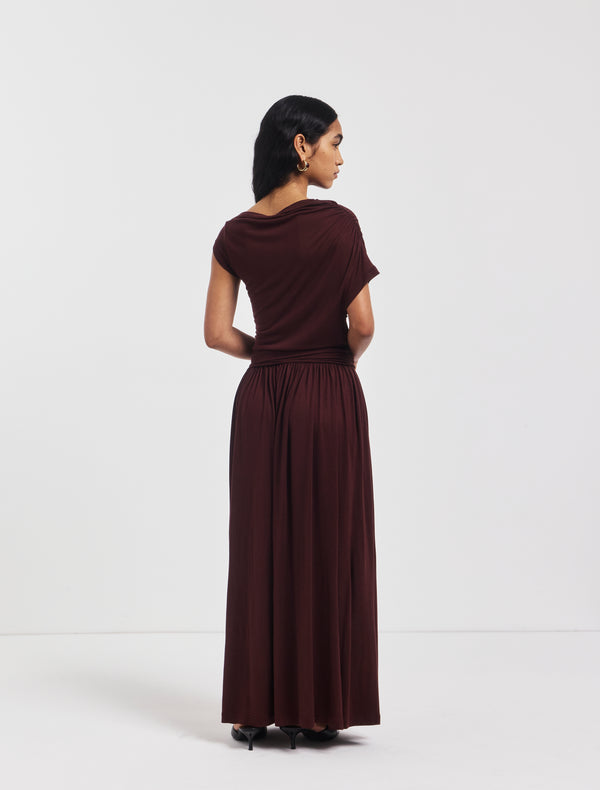 Ninety Percent Priam Draped Dress In Bordeaux