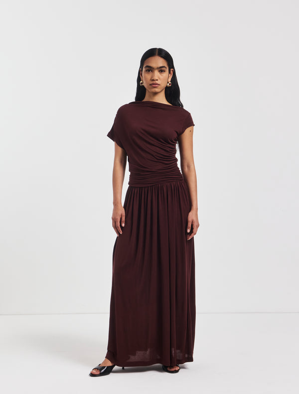 ninety percent Priam Draped Dress in Bordeaux