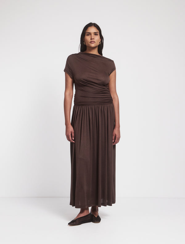 Ninety Percent Priam Draped Dress In Bracken