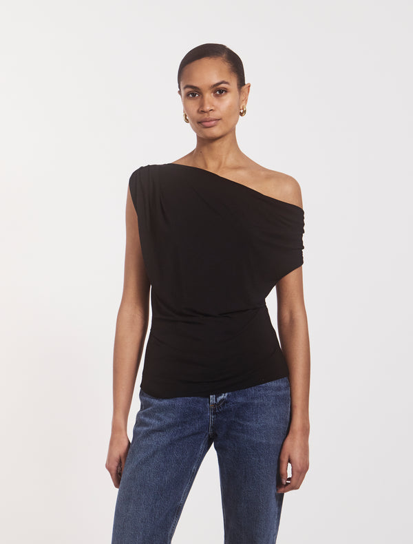Ninety Percent Tanz Draped Top In Black