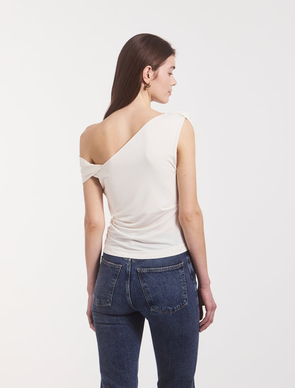 Ninety Percent Tanz Draped Top In Off White