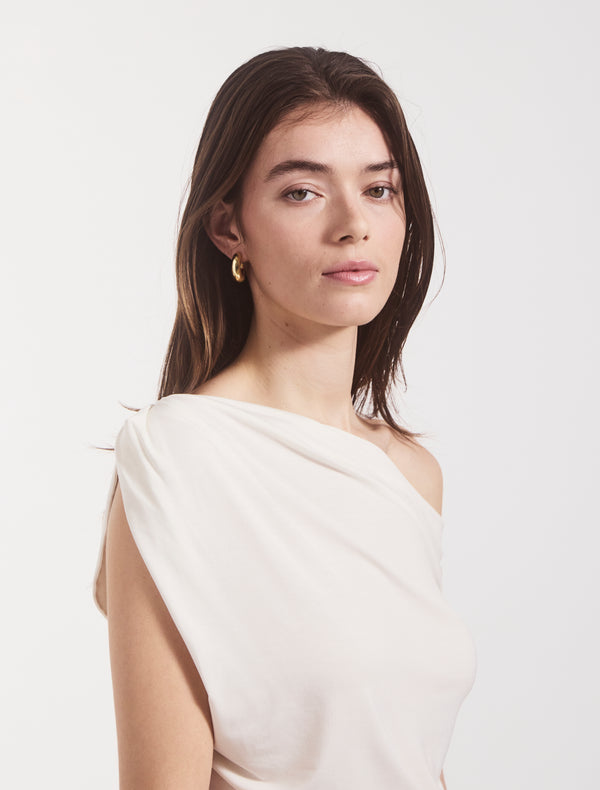 Ninety Percent Tanz Draped Top In Off White