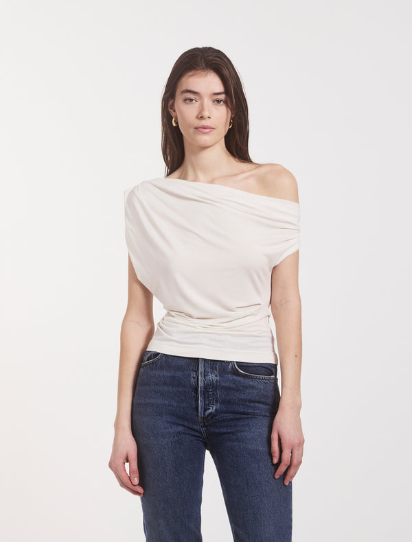 ninety percent Tanz Draped Top in Off White