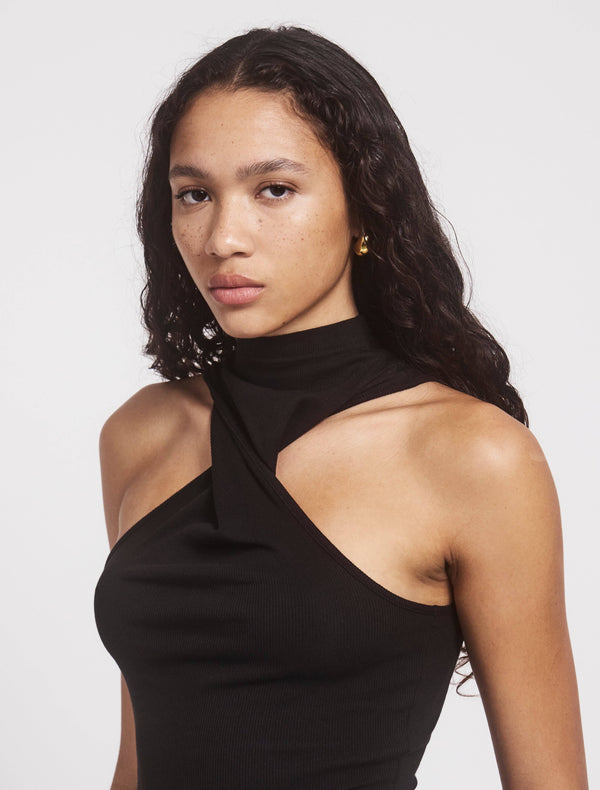 Ninety Percent Vai Twist Tank Dress In Black