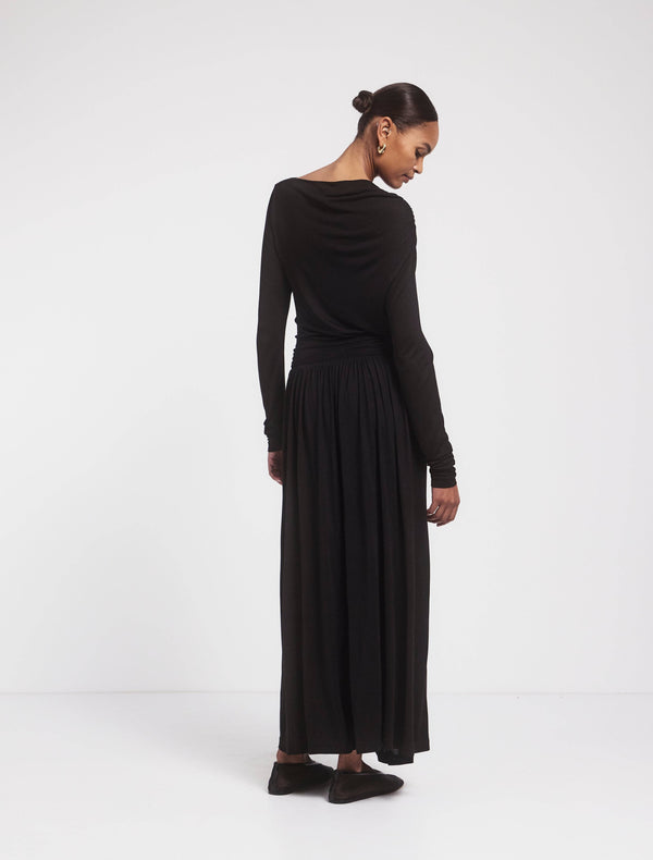 Ninety Percent Romy Long Sleeve Draped Dress In Black