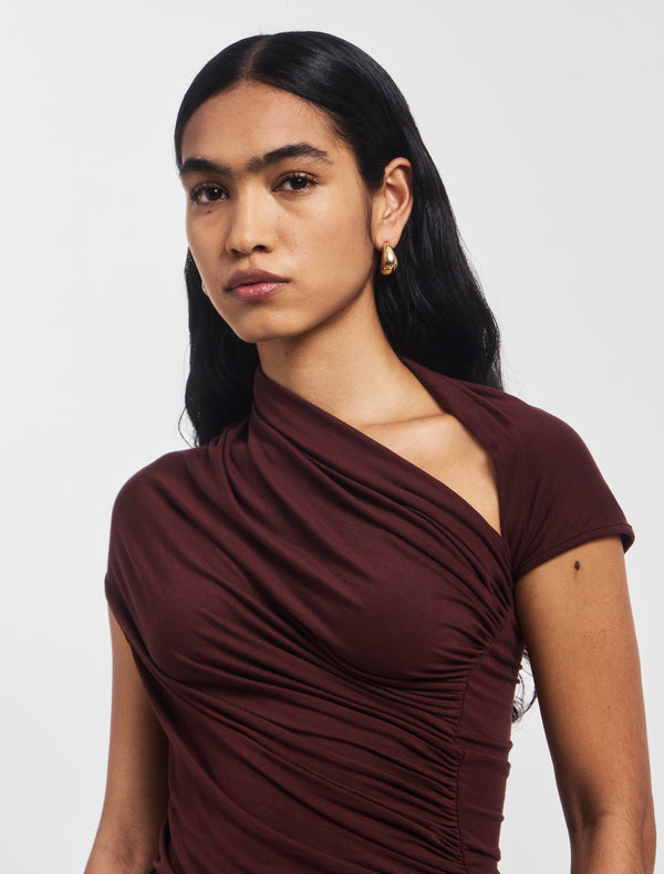 Ninety Percent Scarab Micromodal Cut Out Top In Bordeaux