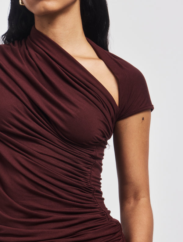 Ninety Percent Scarab Micromodal Cut Out Top In Bordeaux