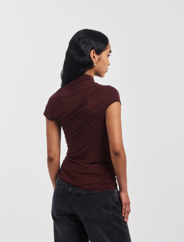 Ninety Percent Scarab Micromodal Cut Out Top In Bordeaux