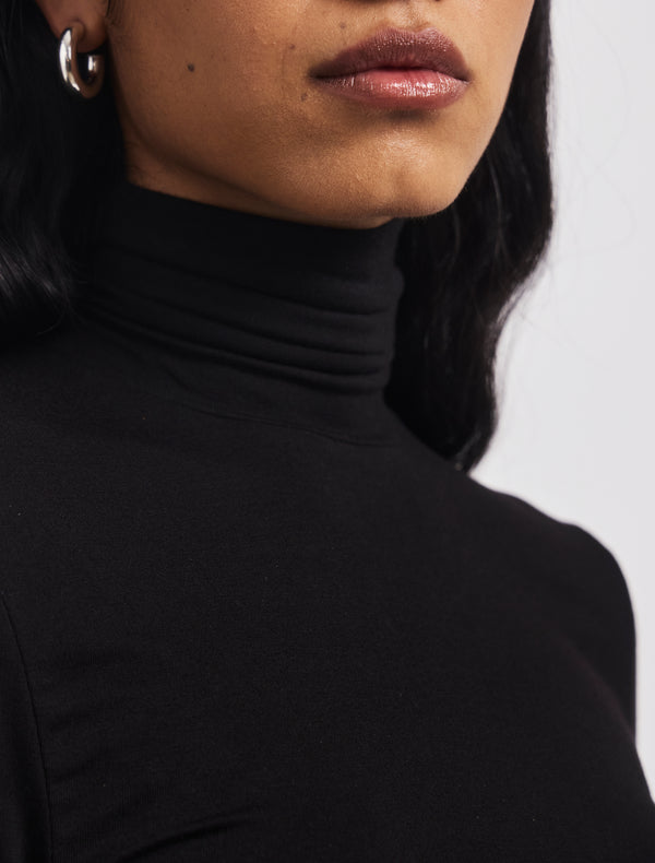 Ninety Percent Soft Roll Neck Long Sleeve Top In Black