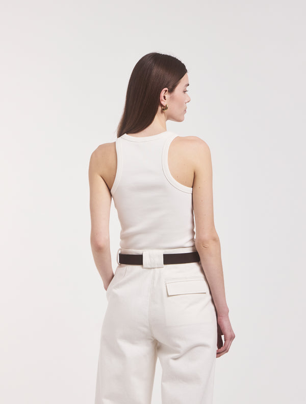 Ninety Percent Super Compact Rib Tank In Chalk White