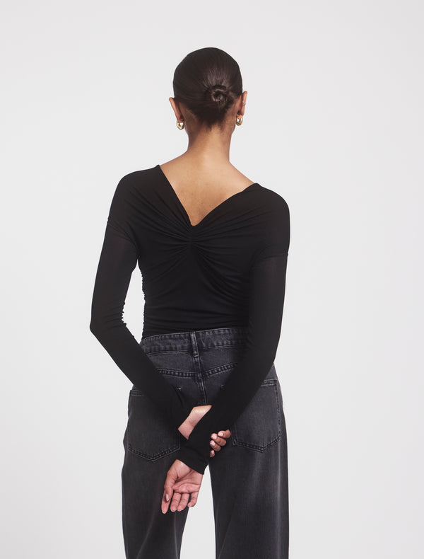 Ninety Percent Vesta Micromodal Knot Long Sleeve Top In Black