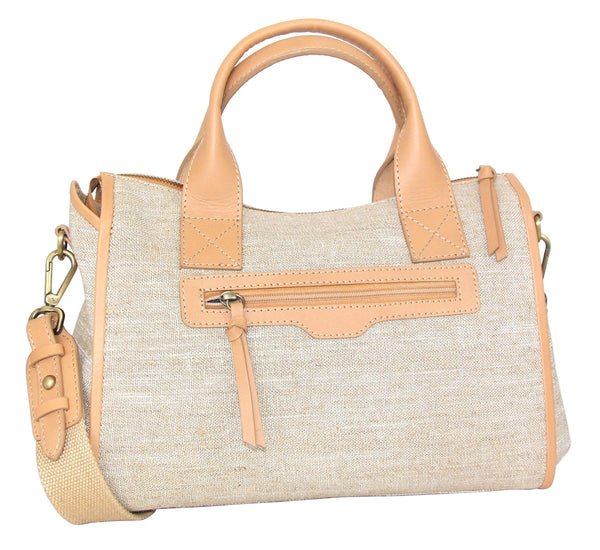 Nino Bossi Britney Linen/Leather Satchel